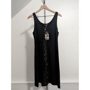 KAREN KANE Sleeveless Black Dress Womens Medium Sequin Knee Length Made in USA